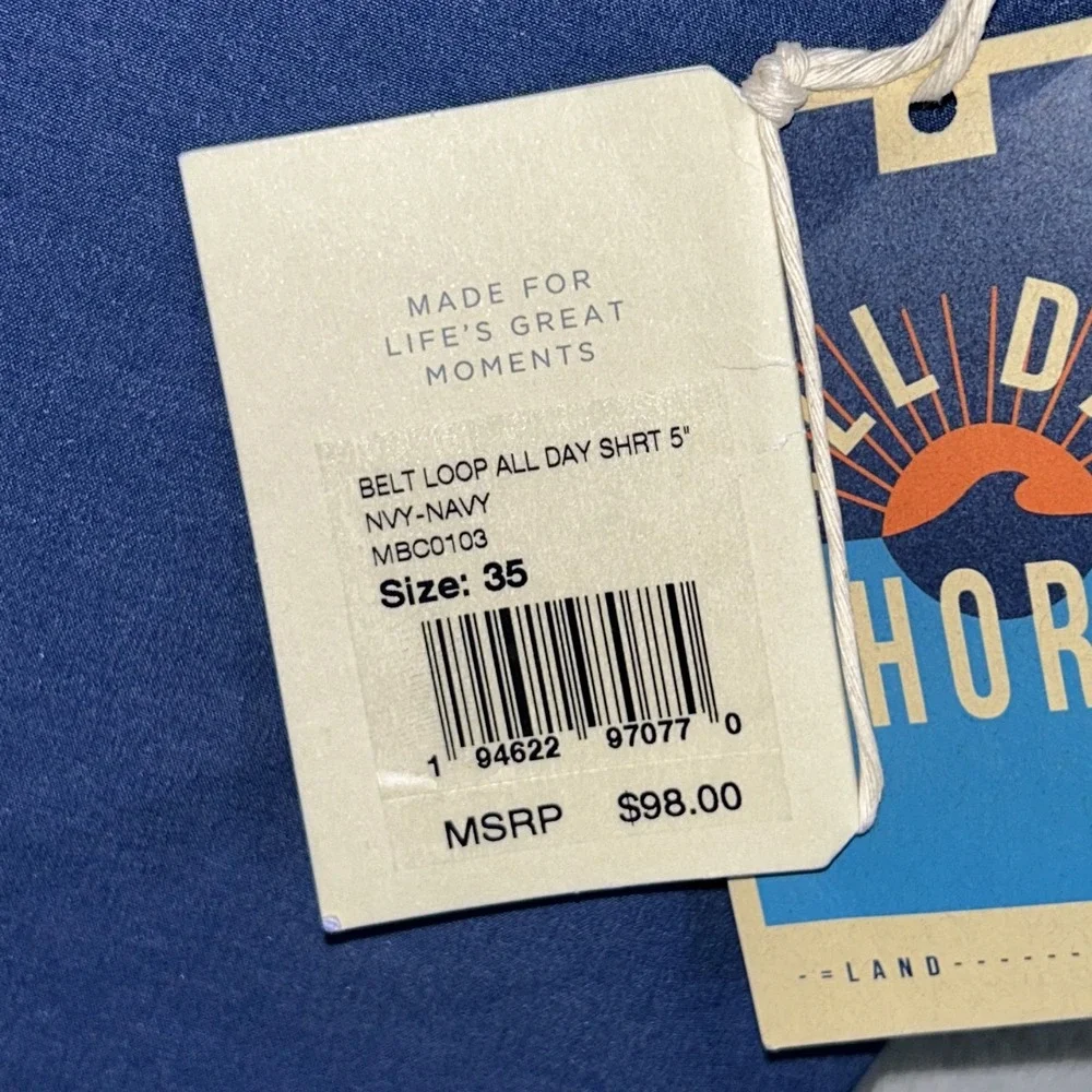 Faherty Belt Loop All Day Shorts 5 blue Mens Size 35 NWT $98
